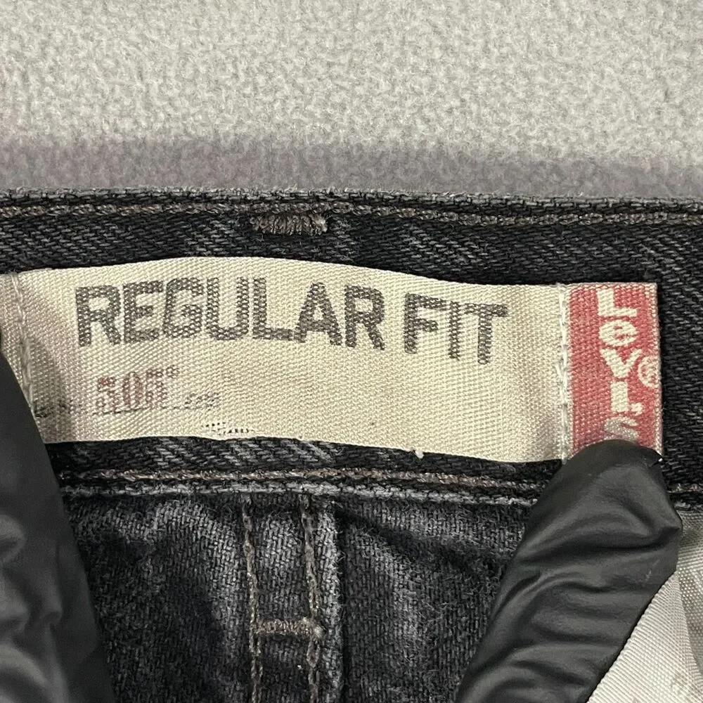 Levis 505 Black Denim Jeans Mens Size 36x32 Regular Fit Y2K Made in Mexico